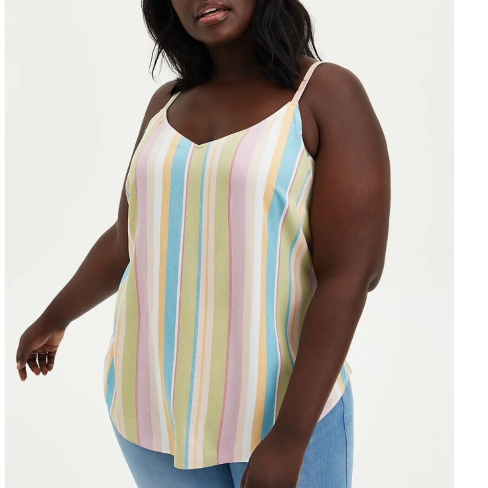 Torrid Multicolor Stripe Ava Stretch Challis Cami Tank Top